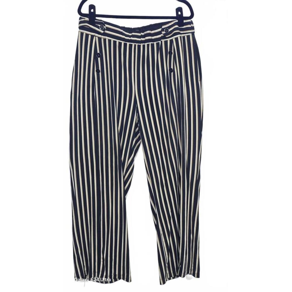 Chic Blue and White Striped Casual Pants for Women